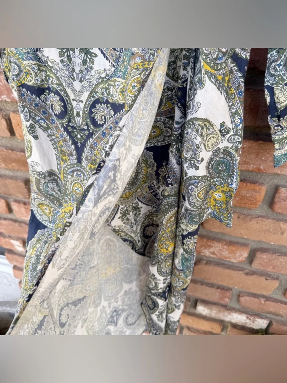 Magaschoni Oceanic Paisley 100% Linen Wrap Dress Resort, Vacation, Summer - Picture 6 of 10